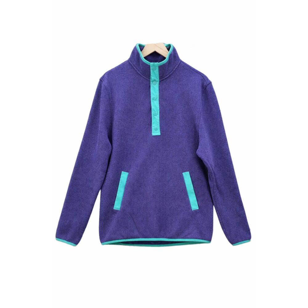 Chubbies Mens M Vintage 90's 1/4 T Snap Pullover Sweater Blue Teal